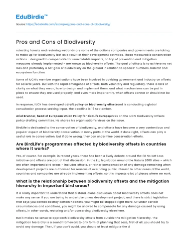 Pros and Cons of Biodiversity