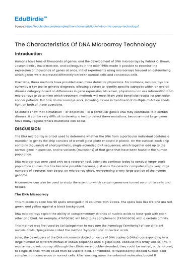 The Characteristics Of DNA Microarray Technology