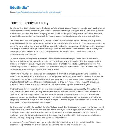 ‘Hamlet’ Analysis Essay
