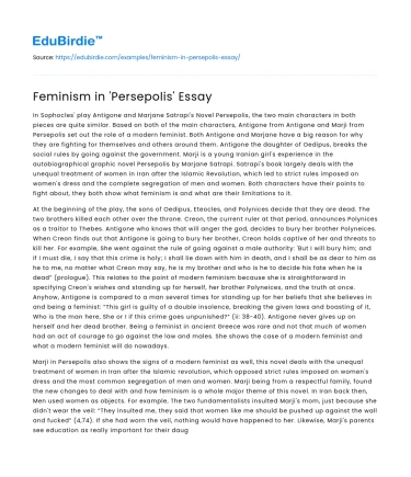 Feminist Perspectives in Marjane Satrapi’s ‘Persepolis’