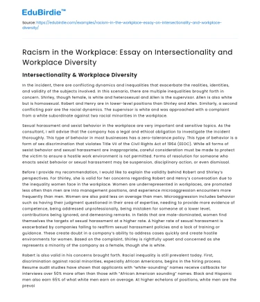 Intersectionality and Diversity in Workplace Racism