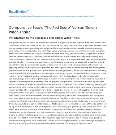 Comparative Essay: “The Red Scare” Versus “Salem Witch Trials”