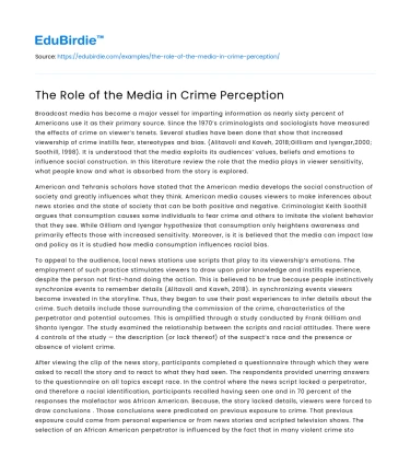 The Role of the Media in Crime Perception