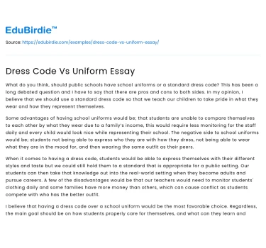Dress Code Vs Uniform Essay