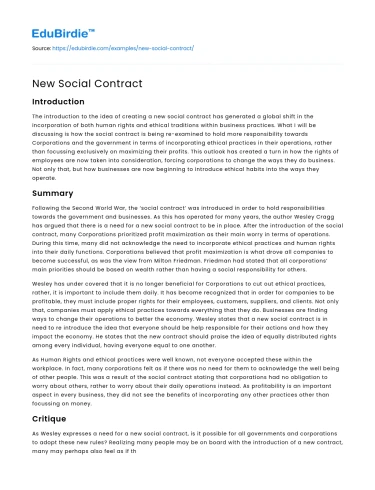 New Social Contract