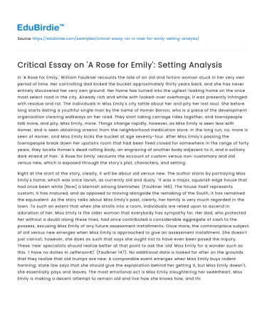 Critical Essay on ‘A Rose for Emily’: Setting Analysis