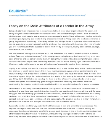 Essay on the Main Attributes of a Leader in the Army
