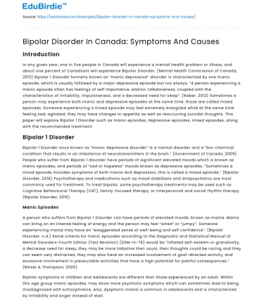 Bipolar Disorder In Canada: Symptoms And Causes
