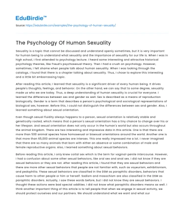The Psychology Of Human Sexuality