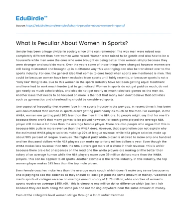What Is Peculiar About Women In Sports?