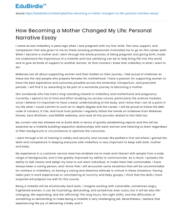 How Becoming a Mother Changed My Life: Personal Narrative Essay