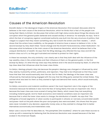 Causes of the American Revolution