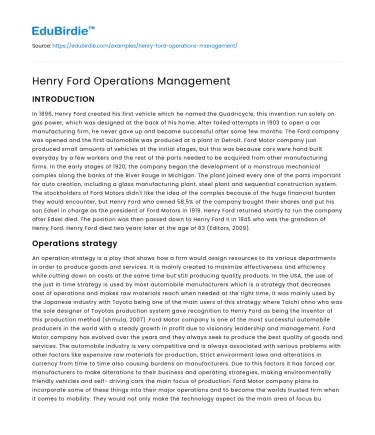 Henry Ford Operations Management