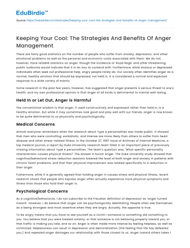 Keeping Your Cool: The Strategies And Benefits Of Anger Management