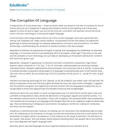 The Corruption Of Language