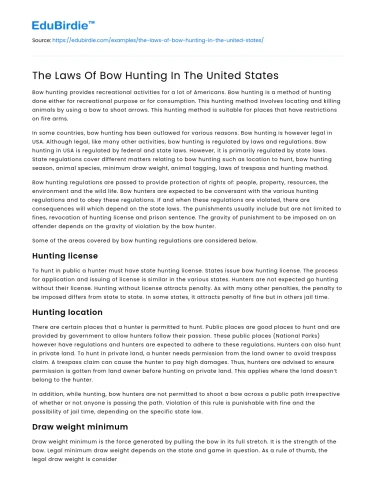 The Laws Of Bow Hunting In The United States