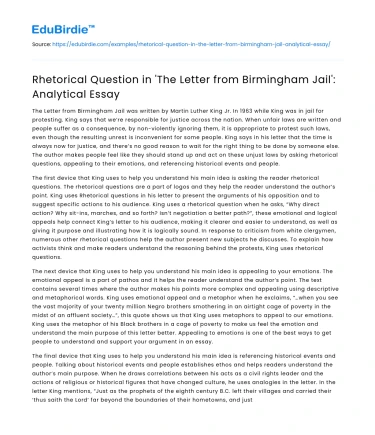 Rhetorical Question in ‘The Letter from Birmingham Jail’