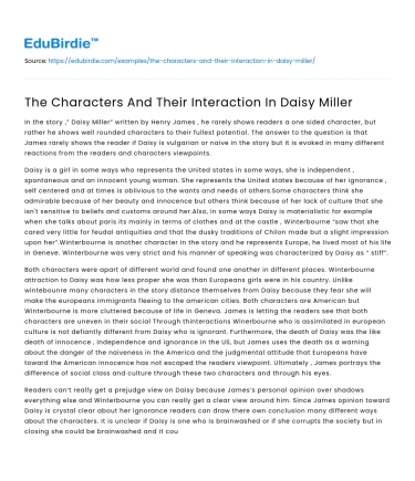 Complex Interactions in Henry James’ Daisy Miller
