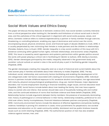 Social Work Values and Ethics Essay