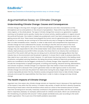 Argumentative Essay on Climate Change