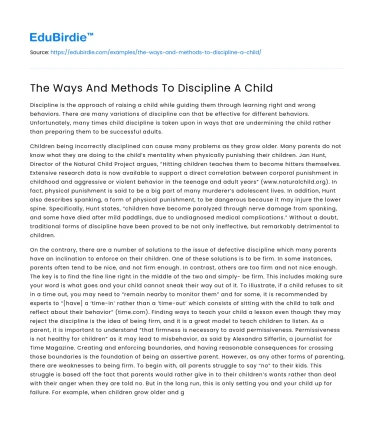 The Ways And Methods To Discipline A Child