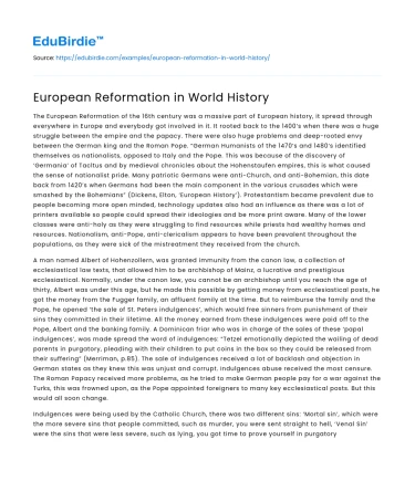 European Reformation in World History