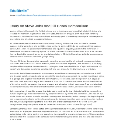 Essay on Steve Jobs and Bill Gates Comparison