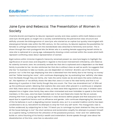 Jane Eyre and Rebecca: The Presentation of Women in Society