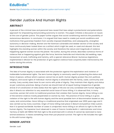 Gender Justice And Human Rights