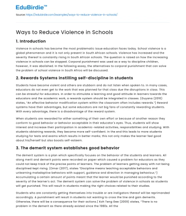 Ways to Reduce Violence in Schools