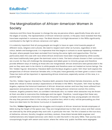 The Marginalization of African-American Women in Society