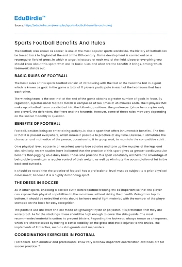 Sports Football Benefits And Rules