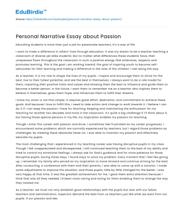 Personal Narrative Essay about Passion