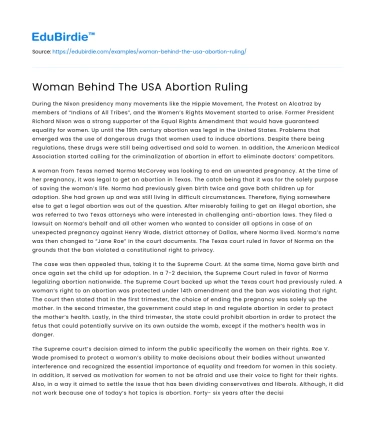 Woman Behind The USA Abortion Ruling