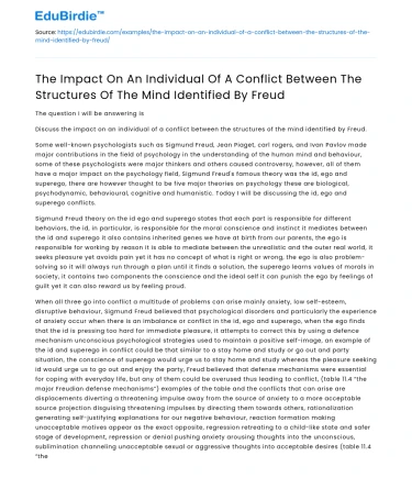 Impact of Conflict Between Freud’s Mind Structures on Individual