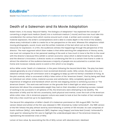 Death of a Salesman and its Movie Adaptation