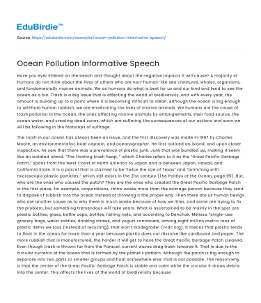 Ocean Pollution Informative Speech