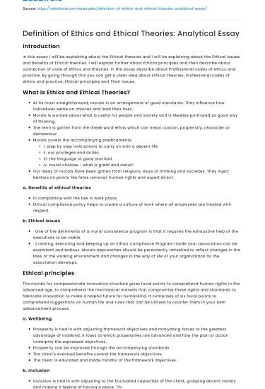 Ethics and Ethical Theories