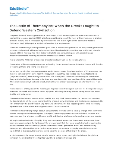 Battle of Thermopylae: Greeks Defend Western Civilization