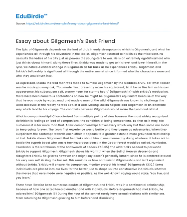 The Profound Bond in Gilgamesh: Enkidu’s Role