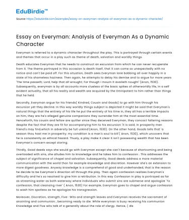 Essay on Everyman: Analysis of Everyman As a Dynamic Character