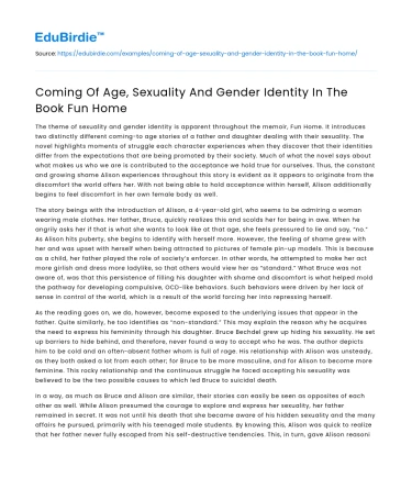 Coming Of Age, Sexuality And Gender Identity In The Book Fun Home