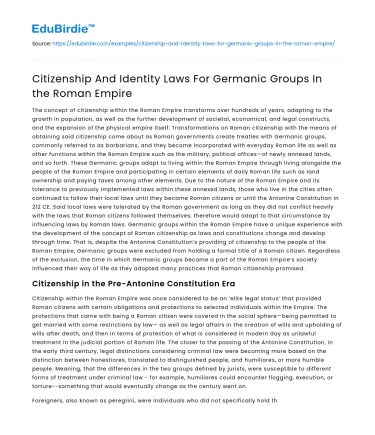 Citizenship And Identity Laws For Germanic Groups In the Roman Empire