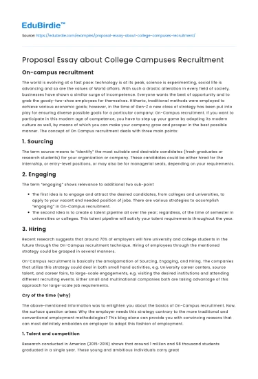 Proposal Essay about College Campuses Recruitment