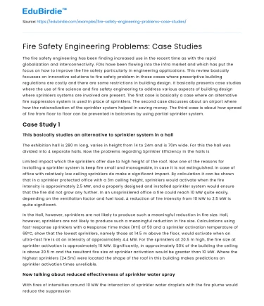 Fire Safety Engineering Problems: Case Studies