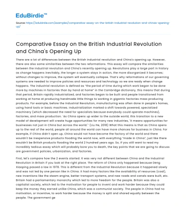 Comparison: British Industrial Revolution vs China’s Opening Up