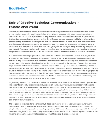 Role of Effective Technical Communication in Professional World