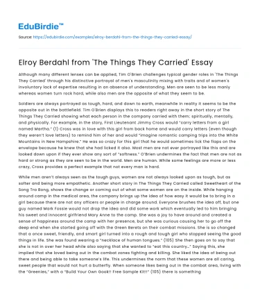 Elroy Berdahl from ‘The Things They Carried’ Essay