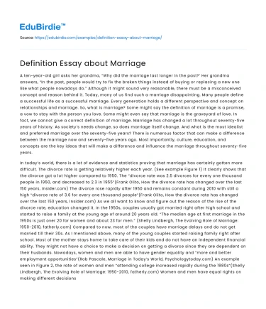 Definition Essay about Marriage
