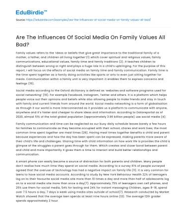 Are The Influences Of Social Media On Family Values All Bad?